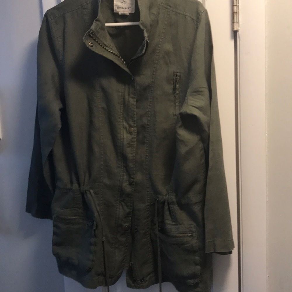 Army green linen jacket